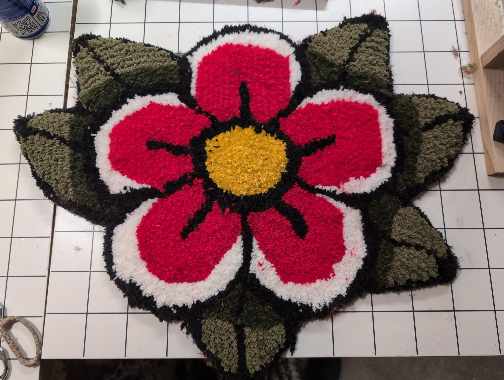 Traditional tattoo inspired flower fiber piece