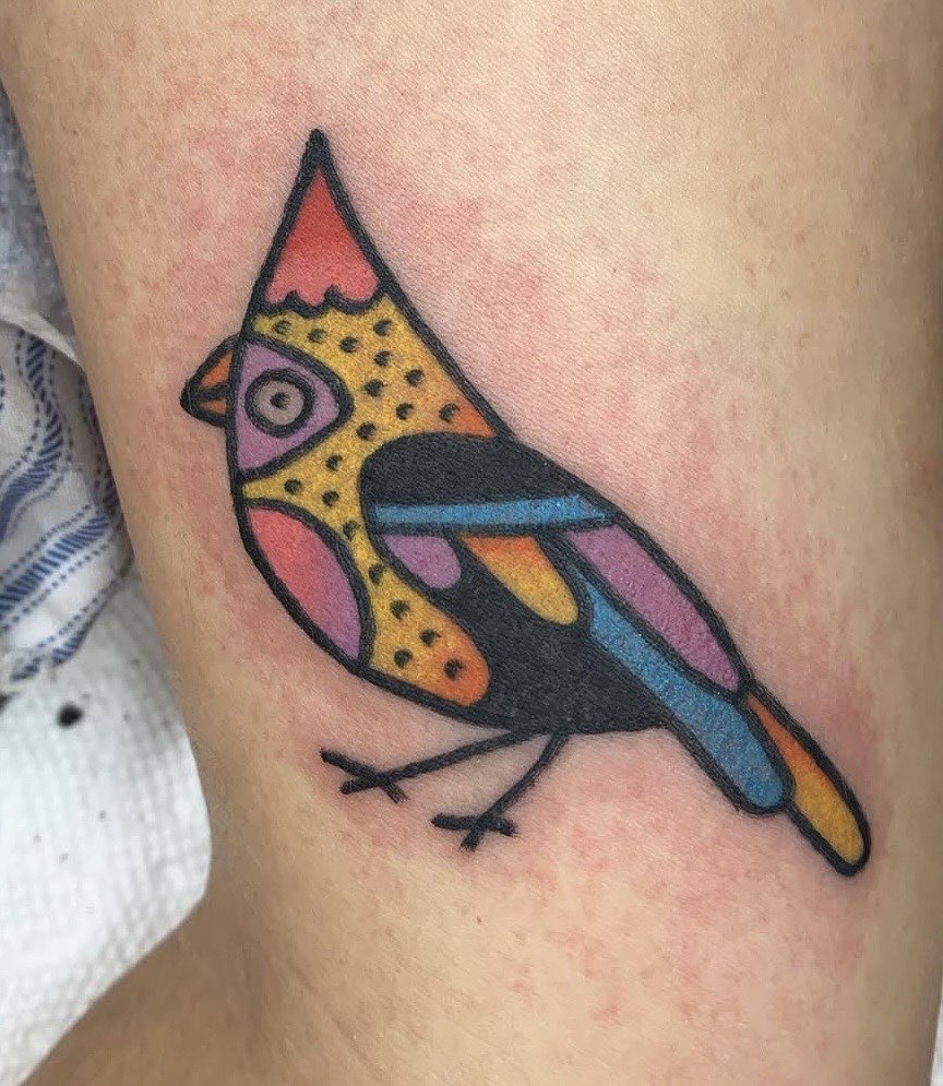 Damn Zippy inspired bird tattoo fiber art